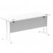 Impulse 1600 x 600mm Straight Office Desk White Top White Cantilever Leg MI002203