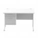 Impulse 1200 x 800mm Straight Office Desk White Top Silver Cantilever Leg Workstation 1 x 2 Drawer Fixed Pedestal MI002205