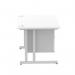 Impulse 1200 x 800mm Straight Office Desk White Top Silver Cantilever Leg Workstation 1 x 2 Drawer Fixed Pedestal MI002205