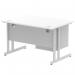 Impulse 1200 x 800mm Straight Office Desk White Top Silver Cantilever Leg Workstation 1 x 2 Drawer Fixed Pedestal MI002205