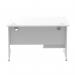 Impulse 1200 x 800mm Straight Office Desk White Top Silver Cantilever Leg Workstation 1 x 2 Drawer Fixed Pedestal MI002205