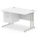 Impulse 1200 Rectangle Silver Cant Leg Desk WHITE 1 x 2 Drawer Fixed Ped MI002205