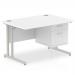 Impulse 1200 Rectangle Silver Cant Leg Desk WHITE 1 x 2 Drawer Fixed Ped MI002205