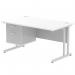 Impulse 1400 x 800mm Straight Office Desk White Top Silver Cantilever Leg Workstation 1 x 2 Drawer Fixed Pedestal MI002206