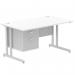 Impulse 1400 x 800mm Straight Office Desk White Top Silver Cantilever Leg Workstation 1 x 2 Drawer Fixed Pedestal MI002206