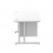 Impulse 1400 x 800mm Straight Office Desk White Top Silver Cantilever Leg Workstation 1 x 2 Drawer Fixed Pedestal MI002206