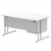 Impulse 1400 x 800mm Straight Office Desk White Top Silver Cantilever Leg Workstation 1 x 2 Drawer Fixed Pedestal MI002206