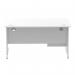 Impulse 1400 x 800mm Straight Office Desk White Top Silver Cantilever Leg Workstation 1 x 2 Drawer Fixed Pedestal MI002206