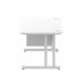 Impulse 1400 x 800mm Straight Office Desk White Top Silver Cantilever Leg Workstation 1 x 2 Drawer Fixed Pedestal MI002206