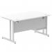 Impulse 1400 x 800mm Straight Office Desk White Top Silver Cantilever Leg Workstation 1 x 2 Drawer Fixed Pedestal MI002206