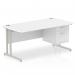 Impulse 1600 x 800mm Straight Office Desk White Top Silver Cantilever Leg Workstation 1 x 2 Drawer Fixed Pedestal MI002207