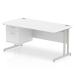 Impulse 1600 Rectangle Silver Cant Leg Desk WHITE 1 x 2 Drawer Fixed Ped MI002207