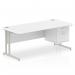 Impulse 1800 x 800mm Straight Office Desk White Top Silver Cantilever Leg Workstation 1 x 2 Drawer Fixed Pedestal MI002208