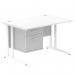 Impulse 1200 x 800mm Straight Office Desk White Top White Cantilever Leg Workstation 1 x 2 Drawer Fixed Pedestal MI002209