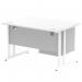 Impulse 1200 x 800mm Straight Office Desk White Top White Cantilever Leg Workstation 1 x 2 Drawer Fixed Pedestal MI002209