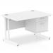 Impulse 1200 Rectangle White Cant Leg Desk WHITE 1 x 2 Drawer Fixed Ped MI002209