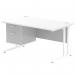 Impulse 1400 x 800mm Straight Office Desk White Top White Cantilever Leg Workstation 1 x 2 Drawer Fixed Pedestal MI002210