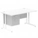 Impulse 1400 x 800mm Straight Office Desk White Top White Cantilever Leg Workstation 1 x 2 Drawer Fixed Pedestal MI002210