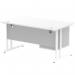 Impulse 1400 x 800mm Straight Office Desk White Top White Cantilever Leg Workstation 1 x 2 Drawer Fixed Pedestal MI002210