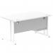 Impulse 1400 x 800mm Straight Office Desk White Top White Cantilever Leg Workstation 1 x 2 Drawer Fixed Pedestal MI002210