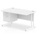 Impulse 1400 Rectangle White Cant Leg Desk WHITE 1 x 2 Drawer Fixed Ped MI002210