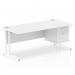 Impulse 1800 x 800mm Straight Office Desk White Top White Cantilever Leg Workstation 1 x 2 Drawer Fixed Pedestal MI002212