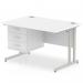 Impulse 1200 Rectangle Silver Cant Leg Desk WHITE 1 x 3 Drawer Fixed Ped MI002213