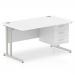 Impulse 1400 Rectangle Silver Cant Leg Desk WHITE 1 x 3 Drawer Fixed Ped MI002214