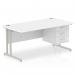 Impulse 1600 x 800mm Straight Office Desk White Top Silver Cantilever Leg Workstation 1 x 3 Drawer Fixed Pedestal MI002215