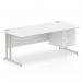 Impulse 1800 x 800mm Straight Office Desk White Top Silver Cantilever Leg Workstation 1 x 3 Drawer Fixed Pedestal MI002216