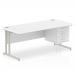 Impulse 1800 Rectangle Silver Cant Leg Desk WHITE 1 x 3 Drawer Fixed Ped MI002216