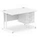 Impulse 1200 x 800mm Straight Office Desk White Top White Cantilever Leg Workstation 1 x 3 Drawer Fixed Pedestal MI002217