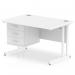 Impulse 1200 Rectangle White Cant Leg Desk WHITE 1 x 3 Drawer Fixed Ped MI002217