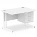 Impulse 1200 Rectangle White Cant Leg Desk WHITE 1 x 3 Drawer Fixed Ped MI002217