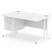 Impulse 1400 x 800mm Straight Office Desk White Top White Cantilever Leg Workstation 1 x 3 Drawer Fixed Pedestal MI002218