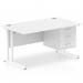 Impulse 1400 x 800mm Straight Office Desk White Top White Cantilever Leg Workstation 1 x 3 Drawer Fixed Pedestal MI002218