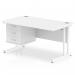 Impulse 1400 Rectangle White Cant Leg Desk WHITE 1 x 3 Drawer Fixed Ped MI002218