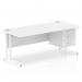 Impulse 1800 x 800mm Straight Office Desk White Top White Cantilever Leg Workstation 1 x 3 Drawer Fixed Pedestal MI002220