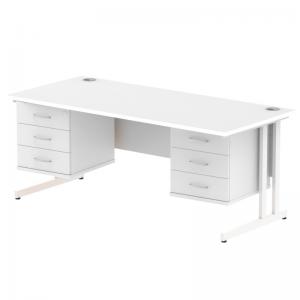 Impulse 1800 x 800mm Straight Office Desk White Top White Cantilever