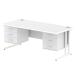 Impulse 1800 Rectangle White Cant Leg Desk WHITE 2 x 3 Drawer Fixed Ped MI002236