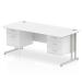 Impulse 1600 Rectangle Silver Cant Leg Desk WHITE 1 x 2 Drawer 1 x 3 Drawer Fixed Ped MI002239