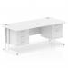 Impulse 1600 x 800mm Straight Office Desk White Top White Cantilever Leg Workstation 1 x 2 Drawer 1 x 3 Drawer Fixed Pedestal MI002243