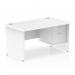 Impulse 1400 x 800mm Straight Office Desk White Top Panel End Leg Workstation 1 x 2 Drawer Fixed Pedestal MI002251