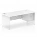 Impulse 1800 x 800mm Straight Office Desk White Top Panel End Leg Workstation 1 x 2 Drawer Fixed Pedestal MI002253