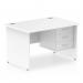 Impulse 1200 x 800mm Straight Office Desk White Top Panel End Leg Workstation 1 x 3 Drawer Fixed Pedestal MI002254