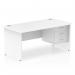 Impulse 1600 x 800mm Straight Office Desk White Top Panel End Leg Workstation 1 x 3 Drawer Fixed Pedestal MI002256