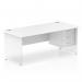 Impulse 1800 x 800mm Straight Office Desk White Top Panel End Leg Workstation 1 x 3 Drawer Fixed Pedestal MI002257