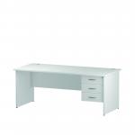 Impulse 1800 x 800mm Straight Office Desk White Top Panel End Leg Workstation 1 x 3 Drawer Fixed Pedestal MI002257