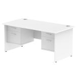 Impulse 1600 x 800mm Straight Office Desk White Top Panel End Leg Workstation 2 x 2 Drawer Fixed Pedestal MI002260