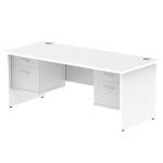 Impulse 1800 x 800mm Straight Office Desk White Top Panel End Leg Workstation 2 x 2 Drawer Fixed Pedestal MI002261